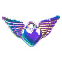Pendentifs coeur en alliage de zinc, Coeur avec des ailes, Placage coloré, DIY, multicolore, 25x13mm, Longueur:45 cm, Vendu par PC