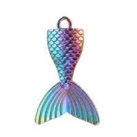 Tibetan Style Pendants, Mermaid tail, colorful plated, DIY, multi-colored, 19x31mm, Length:45 cm, Sold By PC