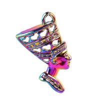 Tibetan Style Pendants, colorful plated, DIY, multi-colored, 20x38x4mm, Length:45 cm, Sold By PC
