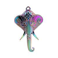 Κράμα ψευδάργυρου ζώων Μενταγιόν, Ελέφαντας, πολύχρωμα επιχρυσωμένο, DIY, πολύχρωμα, 82x48x10mm, Μήκος 45 cm, Sold Με PC