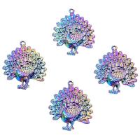 Zinc Alloy Animal Pendants Peacock colorful plated DIY multi-colored Length 45 cm Sold By PC