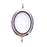 Zinc Alloy Floating Locket Connector with Glass plated DIY & with rhinestone Sold By PC