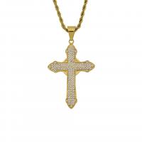 Titanium Steel Pendants, Cross, plated, DIY & with rhinestone, mixed colors, 74x53mm, Sold By PC