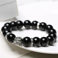 Gemstone Bracelets, Tibetan Style, with Obsidian & Crystal, Unisex, more colors for choice, Length:18 cm, Sold By PC
