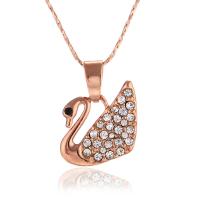 Zinc Alloy smykker halskæde, Swan, for kvinde & med rhinestone, flere farver til valg, Længde Ca. 45 cm, Solgt af PC