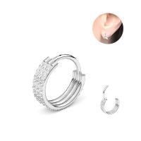 Titanium Steel Piercing Earring Donut Unisex & micro pave cubic zirconia original color Sold By PC