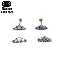Titanium Steel Piercing Earring, with Opal, Geometrical Pattern, different size for choice & for woman, more colors for choice, Sold By PC