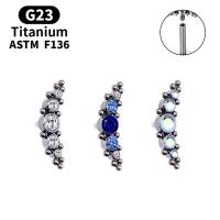 Titanium Steel Piercing Earring, Geometrical Pattern, different size for choice & micro pave cubic zirconia & for woman, more colors for choice, Sold By PC