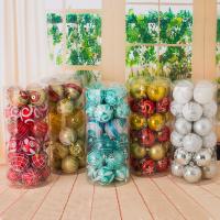 Plastic Christmas Tree Decoration, Round, Christmas Design, more colors for choice, 60mm, Sold By Set
