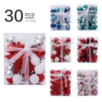Plastic Christmas Tree Decoration, Round, Christmas Design, more colors for choice, 120x50x150mm, Sold By Set