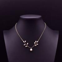 metal collar, con Perlas cultivadas de agua dulce, 18K chapado en oro, para mujer, longitud:aproximado 19.68 Inch, Vendido por UD