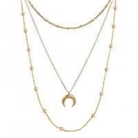 Multi Layer Necklace Stainless Steel Moon plated multilayer & for woman Length Approx 17.72 Inch Sold By PC