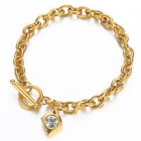 Stainless Steel Jewelry Bracelet plated for woman & with rhinestone Length Approx 8.07 Inch Sold By PC