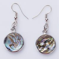 Shell Earrings Zinc Alloy with Abalone Shell Round for woman mixed colors Sold By Pair