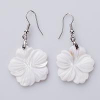 Shell Earrings Zinc Alloy with Freshwater Shell petals for woman mixed colors Sold By Pair
