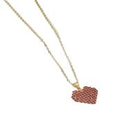 Cubic Zircon Micro Pave Brass Necklace Heart plated micro pave cubic zirconia & for woman golden Length 50 cm Sold By PC