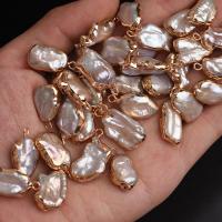 Freshwater Pearl Pendants Brass with Freshwater Pearl mixed colors 14-15mmx11-12mm Sold By PC