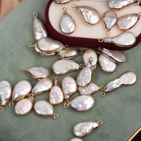 Ciondoli perle d'acqua dolci, ottone, with perla d'acquadolce coltivata naturalmente, Lacrima, colori misti, 20-30mmx11-12mm, Venduto da PC