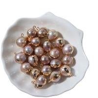 Freshwater Pearl Pendants, Brass, with Freshwater Pearl, Round, mixed colors, 13mm, Sold By PC