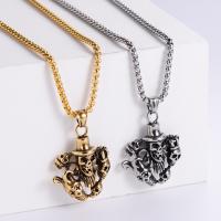 Stainless Steel Jewelry Necklace 304 Stainless Steel Skull plated fashion jewelry & Unisex Length 23.62 Inch Sold By PC
