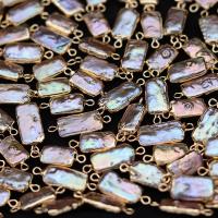 perla d'acquadolce coltivata naturalmente connettore, with ottone, Rettangolo, placcato color oro, Naturale & gioielli di moda & DIY, 8x16-10x25mm, Venduto da PC