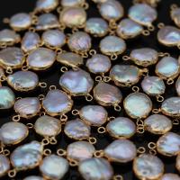 perla d'acquadolce coltivata naturalmente connettore, with ottone, placcato color oro, Naturale & gioielli di moda & DIY, 10x18-12x20mm, Venduto da PC