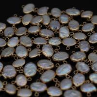 perla d'acquadolce coltivata naturalmente connettore, with ottone, Ovale piatto, placcato color oro, Naturale & gioielli di moda & DIY, 10x18-12x20mm, Venduto da PC