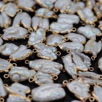 perla d'acquadolce coltivata naturalmente connettore, with ottone, Keishi, placcato color oro, Naturale & gioielli di moda & DIY, 12x20-18x23mm, Venduto da PC
