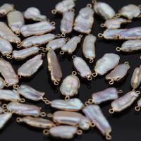 perla d'acquadolce coltivata naturalmente connettore, with ottone, Irregolare, placcato color oro, Naturale & gioielli di moda & DIY, 5x20-6x25mm, Venduto da PC