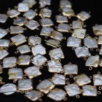 Perlas cultivadas de agua dulce Conector, con metal, chapado en color dorado, Natural & Joyería & Bricolaje, 10x15-12x18mm, Vendido por UD