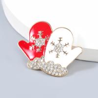 Christmas Brooches, Tibetan Style, Christmas Design & fashion jewelry & for woman & enamel & with rhinestone, Sold By PC