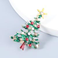 Christmas Brooches Zinc Alloy Christmas Design & fashion jewelry & for woman & enamel & with rhinestone Sold By PC