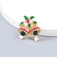 Christmas Brooches, Tibetan Style, with acrylic rhinestone, Christmas Design & fashion jewelry & for woman & enamel, Sold By PC