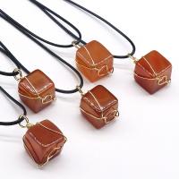 Red Agate Pendants with Zinc Alloy Square polished DIY red 17mm Sold By PC