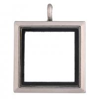 Tibetan Style Rhinestone Pendants, with Glass,  Square, plated, DIY, more colors for choice, 36x29x7mm, Sold By PC