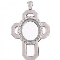 Floating Charms Pendant Zinc Alloy with Glass Cross plated DIY & with rhinestone Sold By PC