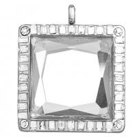 Floating Charms Pendant Zinc Alloy with Glass Square plated DIY & with rhinestone Sold By PC