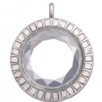 Zinc Alloy Rhinestone Pendants with Glass Round plated DIY & with rhinestone Sold By PC