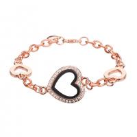 Zinc Alloy Bracelet with Glass Heart plated Adjustable & Unisex & with rhinestone Length 23 cm Sold By PC