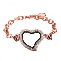 Zinc Alloy Bracelet with Glass Heart plated Adjustable & Unisex & with rhinestone Length 23 cm Sold By PC