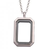 Fashion Locket Necklace Zinc Alloy with Glass Rectangle plated for woman Length 60 cm Sold By PC