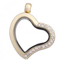 Zinc Alloy Rhinestone Pendants with Glass Heart plated DIY & with rhinestone Sold By PC