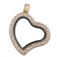 Tibetan Style Rhinestone Pendants, with Glass, Heart, plated, DIY & with rhinestone, more colors for choice, 35x28x7mm, Sold By PC