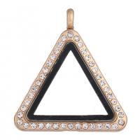 Tibetan Style Rhinestone Pendants, with Glass, Triangle, plated, DIY & with rhinestone, more colors for choice, 37x30x7mm, Sold By PC
