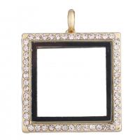 Tibetan Style Rhinestone Pendants, with Glass,  Square, plated, DIY & with rhinestone, more colors for choice, 36x29x7mm, Sold By PC