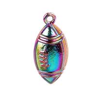 Tibetan Style Pendants, Rugby Ball, plated, DIY, multi-colored, 22x10x4mm, Length:45 cm, Sold By PC
