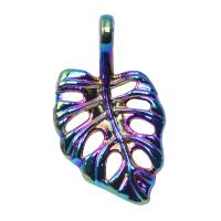 Tibetan Style Leaf Pendants, plated, DIY, multi-colored, 18x10mm, Length:45 cm, Sold By PC