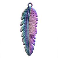 Tibetan Style Leaf Pendants, plated, DIY, multi-colored, 44x14mm, Length:45 cm, Sold By PC