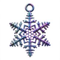 Zink Alloy Halsband, Snowflake, plated, DIY, flerfärgad, 34x26mm, Längd 45 cm, Säljs av PC