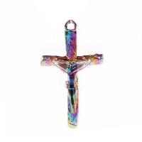 Tibetan Style Cross Pendants, plated, DIY, multi-colored, 43x23x4mm, Length:45 cm, Sold By PC